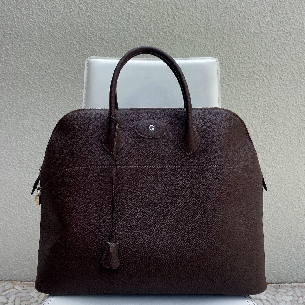 Authentic HERMES Bolide Sac 45 Veau TOGO Cacao with original Invoice - NWOT